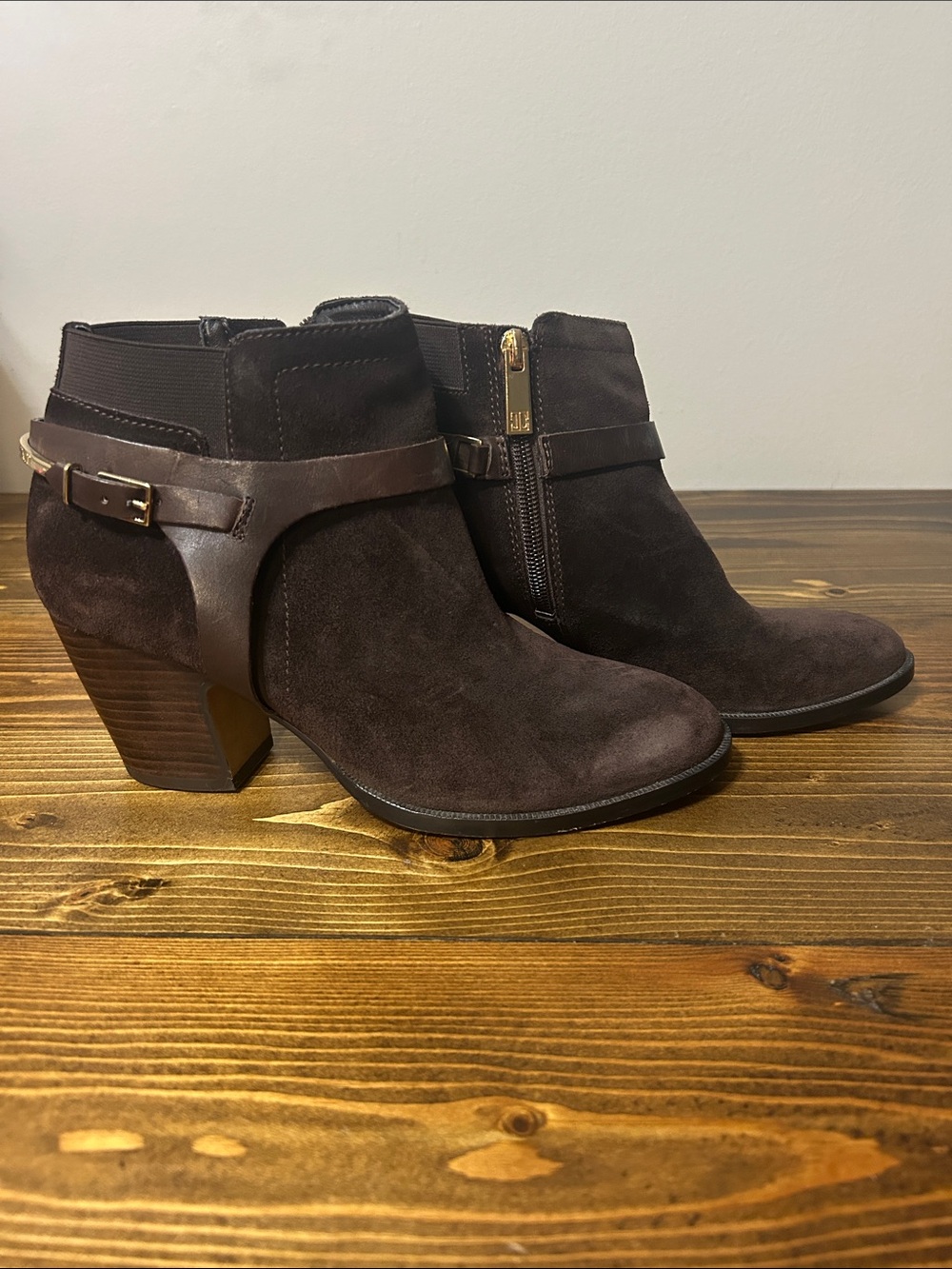Ivanka Trump Brown Ankle Boots with Buckle Detail